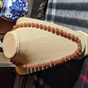 🌙 Wire Wrapped Orange Ball Necklace